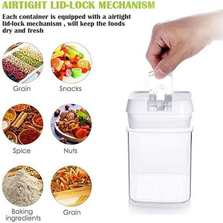 7 Pieces Airtight Food Storage Containers, BPA Free Plastic Cereal Containers with Easy Lock Lids, for Kitchen Pantry Organization and Storage, with 10 Labels and 1 Marker Pen