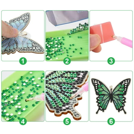 TSV 10pcs Butterflies Diamond Painting Coasters Kit with Holder, DIY Diamond Art Craft for Adults