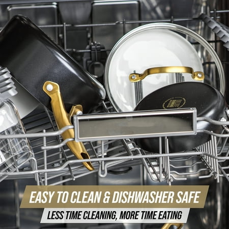 Blue Diamond Gold Edition Ceramic Nonstick 12 Piece Cookware Set, PFAS-Free, Gold