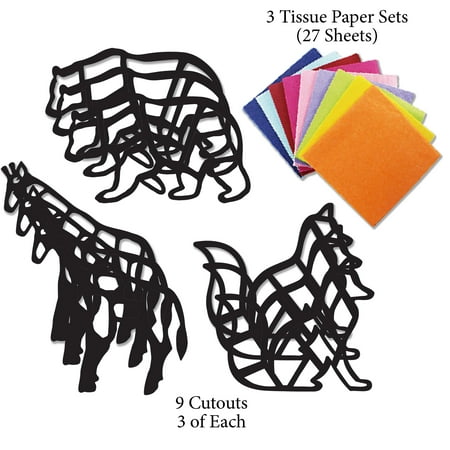 VHALE Suncatchers Craft, Stained Glass Effect Paper Sun Catcher Kit, Window Art, Classroom Crafts, Creative Art Projects, 3 Sets (Animal)