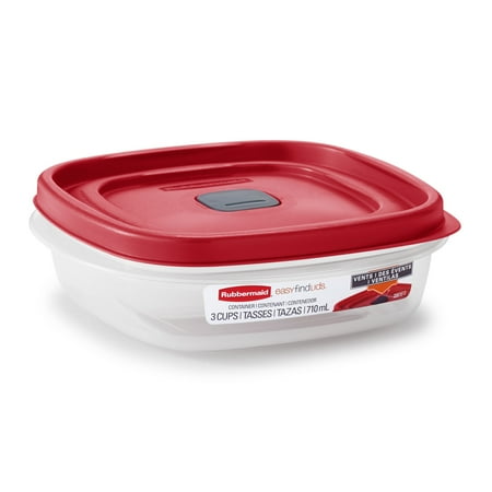 Rubbermaid EasyFindLids 3-Cup Round Food Storage Container, Racer Red, 1