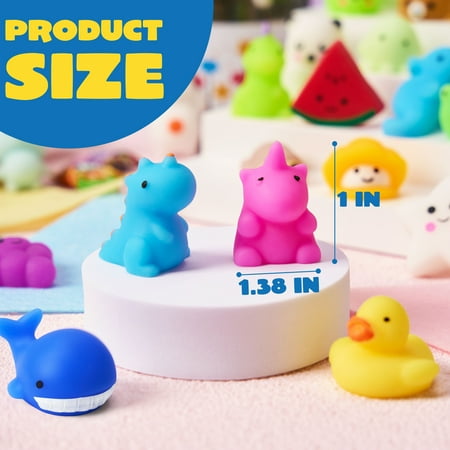 Joyfy 25 Pcs Mochi Squishy Toys for Kids Mini Kawaii Squishies Fidget Toys Animals & Fruit Stress Relief Toys for Party Favors, Classroom Prizes, Pinata Filler, Goodie Bags Stuffers