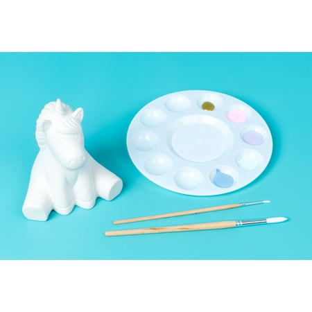 (2 pack) Hello Hobby Ceramic Paintable Figurine Sitting Unicorn, 5.25" Height White Craft Base