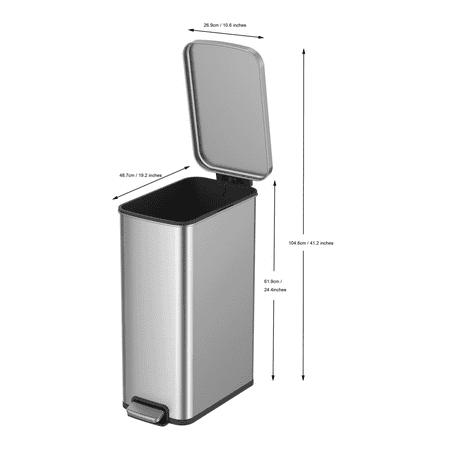 Better Homes & Gardens 13.2 Gallon Slim Kitchen Trash Can, Stainless Steel Kitchen Step Trash Can