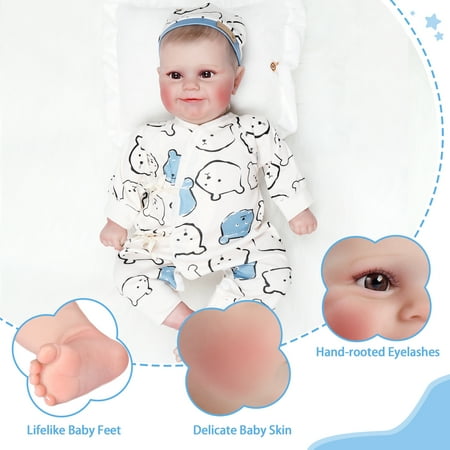 Ktaxon Reborn Baby Dolls, 20 Inch Realistic Newborn Eyes Open Doll Lifelike Weighted Soft Body with Accessory Set for Kids 3+