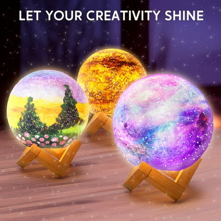 Joyfy DIY 3D Moon Lamp Painting Kit, Paint Your Own Moon light Arts and Crafts Kit for Kids 6 8 10 12, Birthday Christmas Gifts for Boys Girls