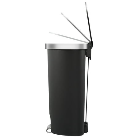 Better Homes & Gardens 14.5 Gallon Trash Can, Plastic Step On Kitchen Trash Can, Black, Black