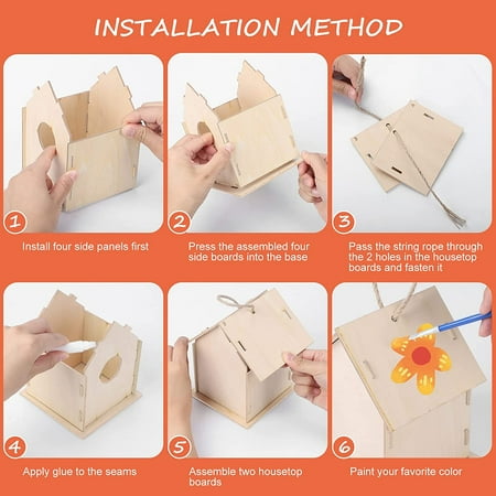2Pack Arts and Crafts Kit for Kids, Build and Painting Wood Birdhouse Toys for Girls Boys 5 6 7 8 Years