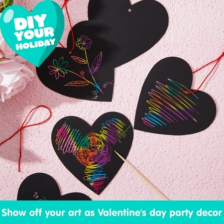 SYNCFUN 36 Packs Valentines Day Gifts for Kids, Classroom DIY Rainbow Scratch-Off Paper Cards for School Class Exchange Kids Valentines Crafts