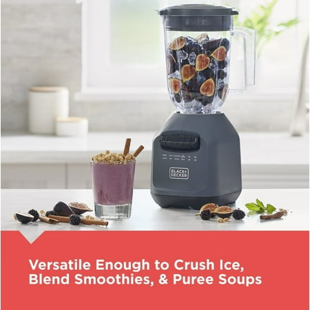 Black & Decker Ice Crush Blender with 56 Ounce (7 Cup) PerfectPour Plastic Jar, Powerful 6-Tip Stainless Steel Blade, 8-Speeds Plus Pulse, 750 Peak Watts of Power, BL2209PB