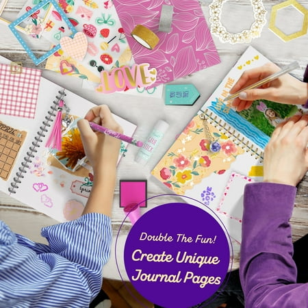 2-Pack Mega DIY Journal Kit - Gifts for Girls Ages 8 9 10 11 12 Year Old - Cool Birthday Gifts Ideas for Girls - Art & Crafts for Tween Kid - Teen Girls Trendy Stuff - Scrapbook & Diary S