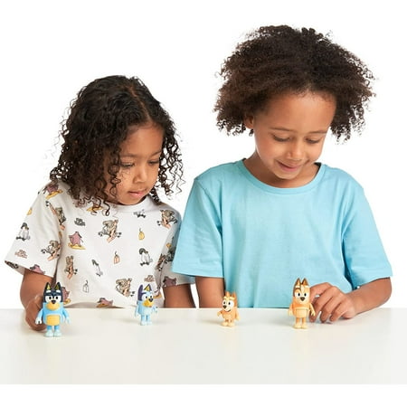 Bluey Family New Expression Figure 4-Pack, with Mum Dad Bingo Bluey, Ages 3+, Toddler Toys
