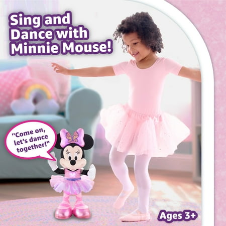 Disney Junior Minnie Mouse Sing and Dance Butterfly Ballerina Lights and Sounds Plush, Sings "Just Like a Butterfly" Baby and Toddler Toys