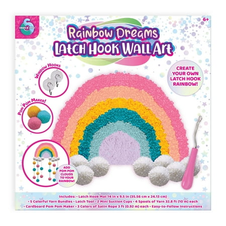 Create N' Style Rainbow Dreams Latch Hook Wall Art Kit Unisex for Ages 6 Years and up