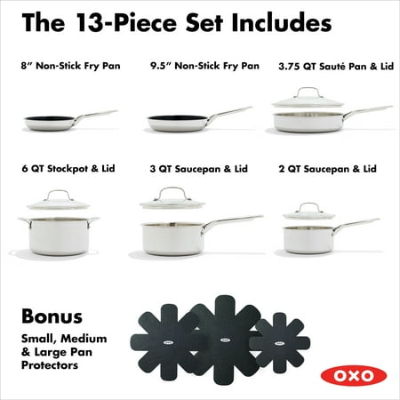 OXO Agility+ 13 Piece Non-stick Stainless Steel Cookware