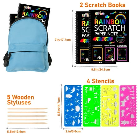 OSLINE Rainbow Scratch Art for Book, Arts and Crafts for Kids Ages 3-10 Girls Boys