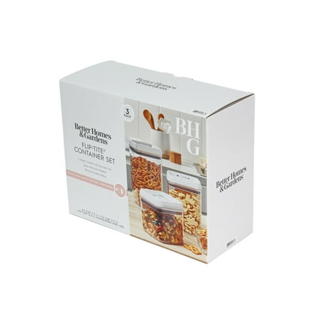 Better Homes & Gardens Canister Pack of 3, Flip-Tite? Square Food Storage Container Set