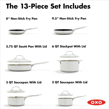 OXO Agility+ 13 Piece Non-stick Stainless Steel Cookware