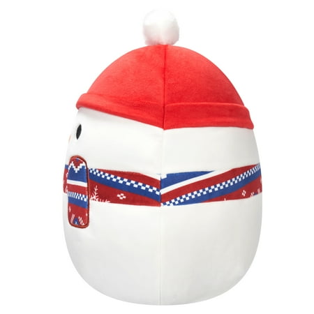 Squishmallows Official 12 inch Manny the Snowman with Red Hat and Scarf - Child's Ultra Soft Plush Toy