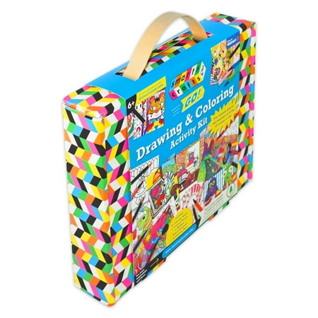 Smarts & Crafts Go: Coloring and Drawing Kit, 74 Pieces, for Boys, Girls ages 6+