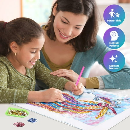Gifts for 8 9 10 11 Year Old Girls, Diamond Arts Kits for Kids Age 8 9 10 11 12 Presents Arts and Crafts for Kids Teenage Girl Toys Gifts Age 6-8-10-12 Painting By Number for Children Adults