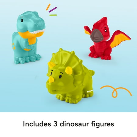 Fisher-Price Little People Friendly Dinosaur Figure Pack Toddler Toy, 4 Pieces for Pretend Play