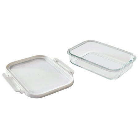 (4 pack) Better Homes & Gardens 2.3Cup Rectangle Glass Food Storage Container with Tritan Lid. Set of 2, 4 Pieces