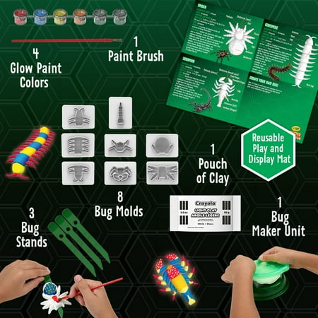 Crayola Glow in The Dark Clay Art Kit, Bug Molds, Creative Toys for Kids, Crafts, Unisex Child