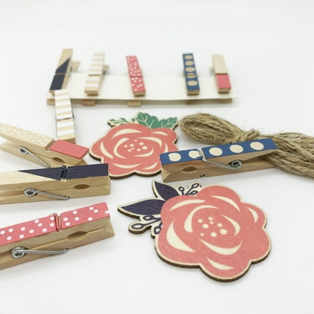 Hello Hobby Wood Pink Clothes Pin Flower, 13 Pieces, 1m Each - Art and Craft Adult, Unisex