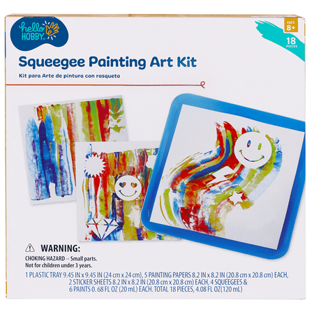 Hello Hobby Squeegee Art Kit, Multi-Color, Ages 8+, 19 Pieces