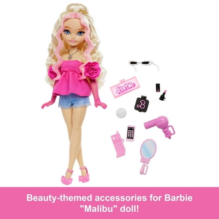 Barbie Dream Besties Barbie ?Malibu? Fashion Doll with 8 Makeup & Hair Themed Accessories