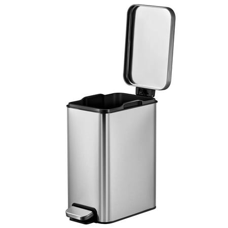 Better Homes & Gardens 2.6G Slim Stainless Steel Step Trash Can; Bedroom Bath Office Step CanSilver,