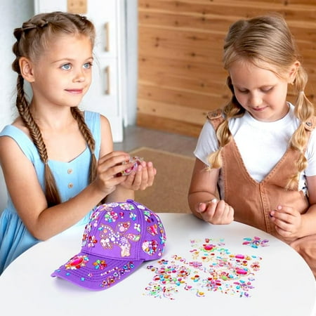 6 7 8 9 10 11 Year Old Girls Gifts, Arts and Crafts for Kids Age 4-12 Girl Stickers Baseball Caps Toys for 3 4 5 Year Old Birthday Presents for Kid Teenager Craft Kits Glitter Gem Sun Hat