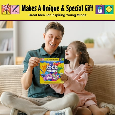 5-Minute Crafts Rock Painting Paint Kit Glow in the Dark Stone Coloring Arts and Crafts Kids Ages 6+