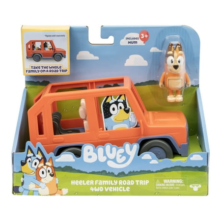 Bluey Heeler Family Road Trip 4WD Car Play Vehicle, Includes Chilli Fits 4 Bluey Figures , Ages 3+