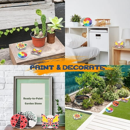 Paint Your Own Stepping Stones for Kids,5 Pack DIY Ceramic Painting Craft Kits,Arts and Crafts for Child Ages 4-8,Painting Crafts for Girls Ages 8-12,Outdoor Garden Art