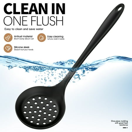 Black Silicone Cooking Utensils Set - 446?F Heat Resistant Kitchen Utensils,Turner Tongs,Spatula,Spoon,Brush,Whisk,Kitchen Utensil Gadgets Tools Set for Nonstick Cookware,Dishwasher Safe (BPA Free)