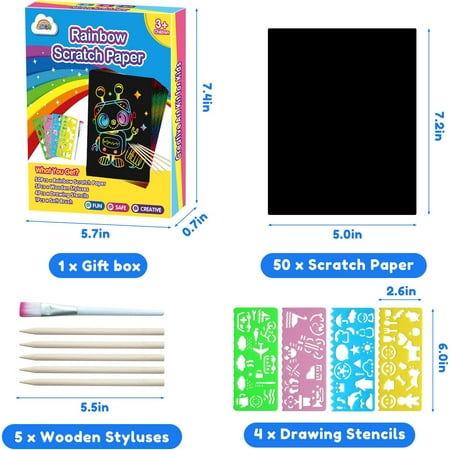 ZMLM Arts Crafts Gifts for Kids - 60PCS Rainbow Scratch Paper Art Boys Gifts for Girls Boys Ages 4-8 8-12, Easter Basket Stuffers for Kids Birthday Toys and Games Activities Gift (Blue)