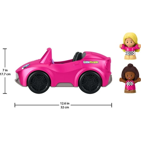 Fisher-Price Little People Barbie Convertible Toy Car with Music Sounds & 2 Figures for Toddlers