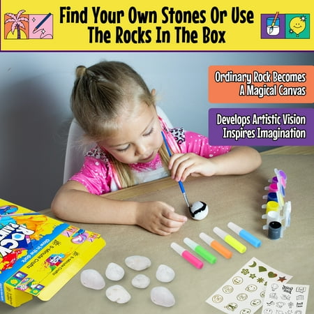 5-Minute Crafts Rock Painting Paint Kit Glow in the Dark Stone Coloring Arts and Crafts Kids Ages 6+