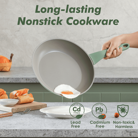 SENSARTE Nonstick Pots and Pans Set, 18 Pieces Non Stick Cookware Set, Induction Kitchen Cookware Sets Green, PFOA Free, Green