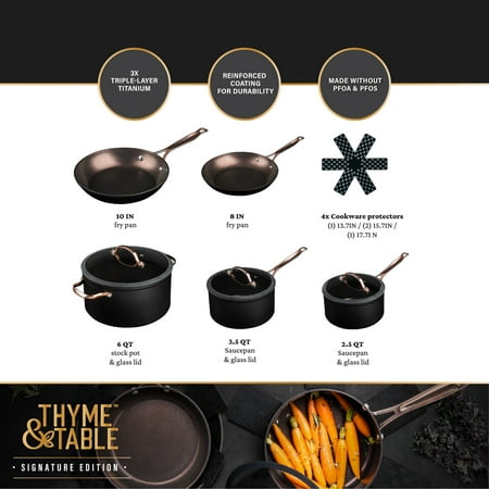 Thyme & Table Signature 12-Piece Cookware Set Non-Stick - Rose Gold