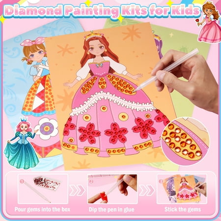 Celecstan Girl Toys Age 6-8-11, Arts and Crafts for Kids ages 8-12, 3 in 1 Kids Princess Paper Makeup Kit for 6 7 8 9 10 11 Year Old Girl Birthday Gifts