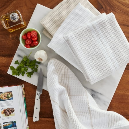 Better Homes & Gardens Papyrus-Beige Cotton Waffle-Weave Dual-Purpose Oversized Kitchen Towels 4 Pack