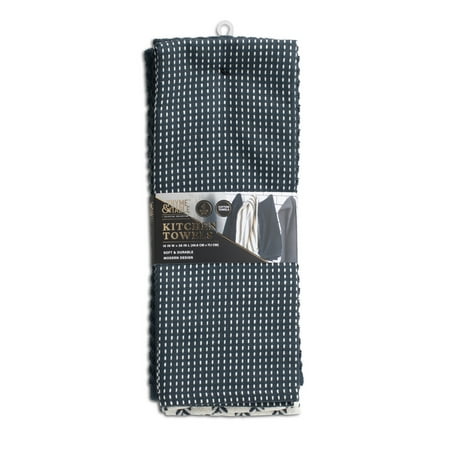 Thyme & Table Kitchen Towels, Navy and White, 4 Pack Set