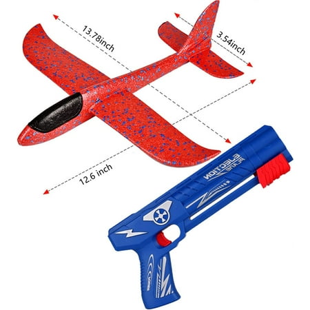 3 Pack Airplane Toys with Launcher, Kids Foam Glider Planes, Outdoor Flying Toys Xmas Gifts for 4 5 6 7 8 9 10 Year Old Boys Girls