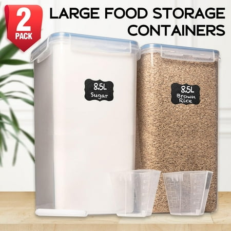 8.5L/287Oz Extra Large Airtight Food Storage Containers, 2 PACK Rice Flour Sugar Baking Supply Containers W/Lids, Airtight Pantry Containers for Kitchen Storage and Organization