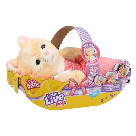 Little Live Pets Cozy Dozy Ginger The Kitty, Interactive Plush Toy 25+ Sounds and Reactions Ages 4+