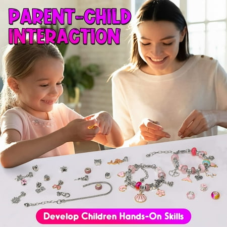 Dikence Toys for 4 5 6 Year Old Kids Girl, Jewelry Making Kit Birthday Gifts for Girls Age 7 8 9 Art and Craft DIY Charm Bracelet Kit for 8-12 Year Old Kid Crafts Set Toy Bracelet Present
