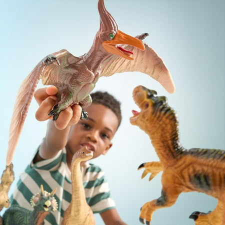 Joyfy Big Dinosaur Toys for Toddlers, 6 Piece Large Soft Dinosaur Figures with an Educational Book, Realistic Jurassic World Toys for Kids Ages 1-5, Jumbo Dinosaur Toys for Boys and Girls Gift